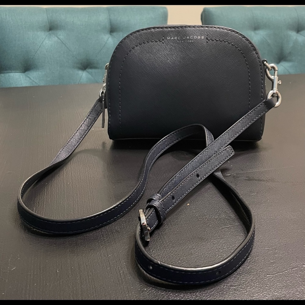 Marc Jacobs Black Dome Crossbody Bag with Textured Leather